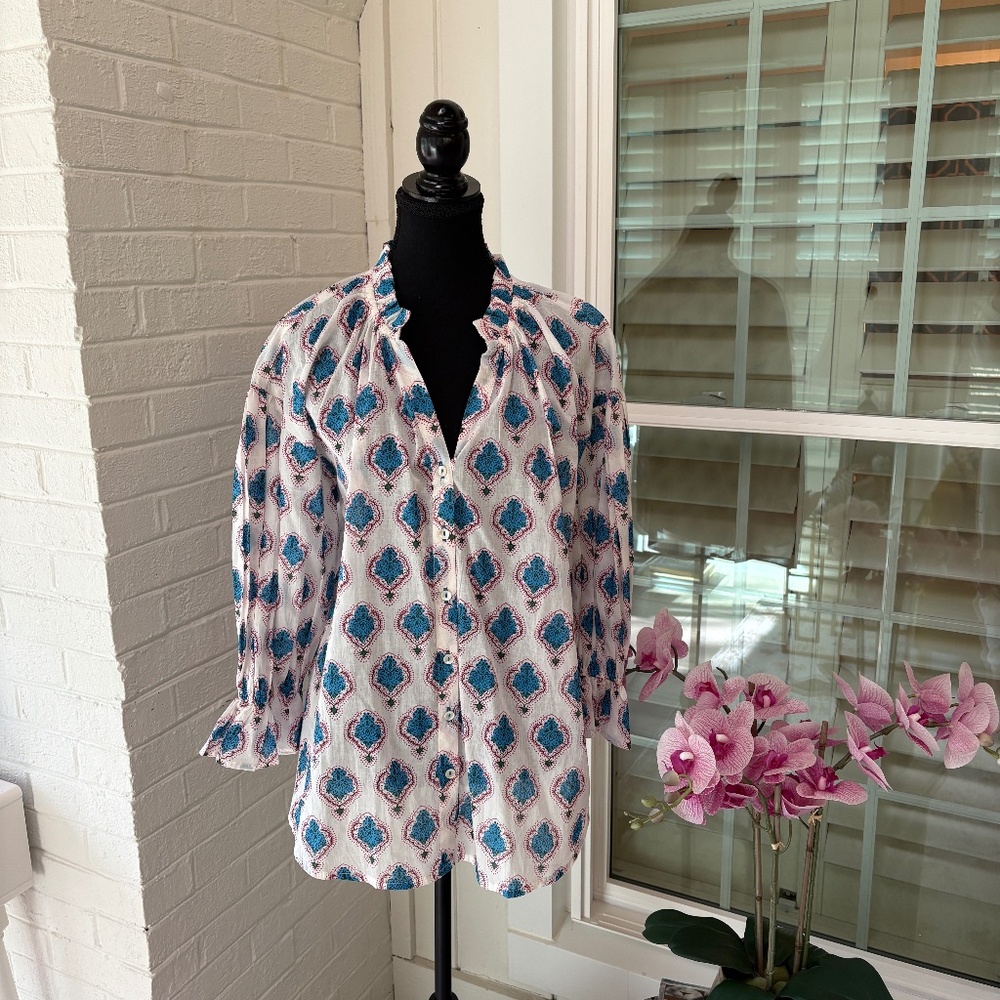 Ro's Garden Block Print Seychelles Tunic Medium-New